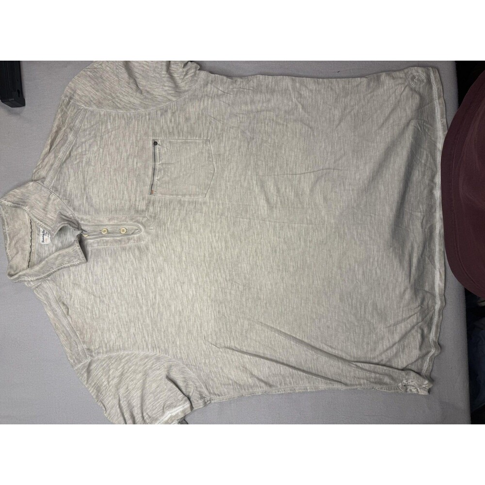 Tommy Bahama Polo Shirt Mens 2XL Gray Slub Pocket Tommy Bahama Jeans Casual